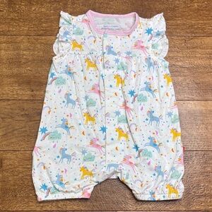 Magnetic Me Pastel Unicorn Print Shortie Modal Romper Bubble Size 3-6mo 12-16lbs